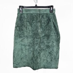 Vintage Paris Sports Club Size XS/S Green Suede Leather Pencil Skirt